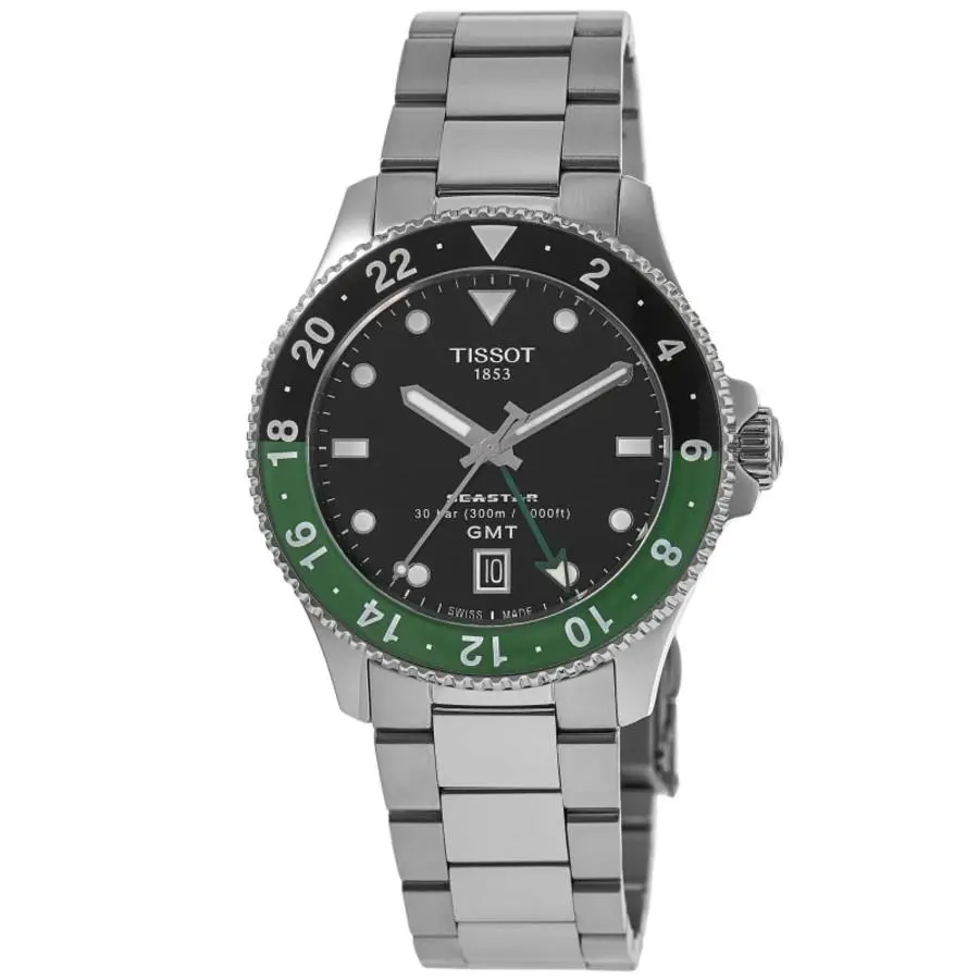 Tissot Seastar 1000 Quartz Gmt Black Dial Men`s Watch T120.852.11.051.00 - Face: Black, Dial: Black, Band: Grey