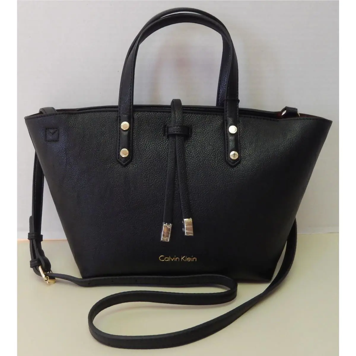 Calvin Klein Black Convertible Satchel Crossbody Shoulder Bag Handbag Purse