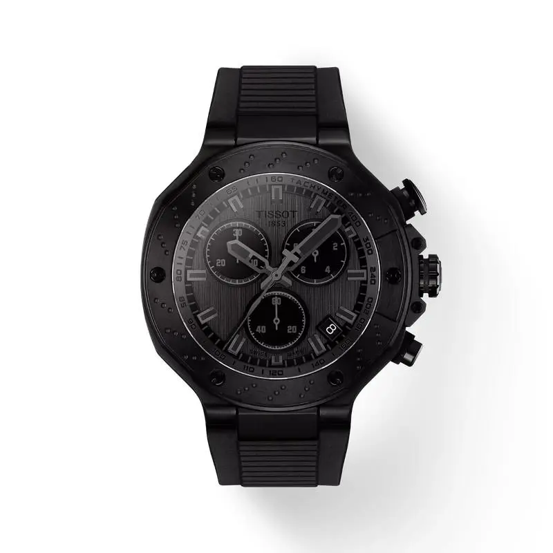 Tissot T-race 45mm Black Dial Black Silicone Band Watch T1414173706100