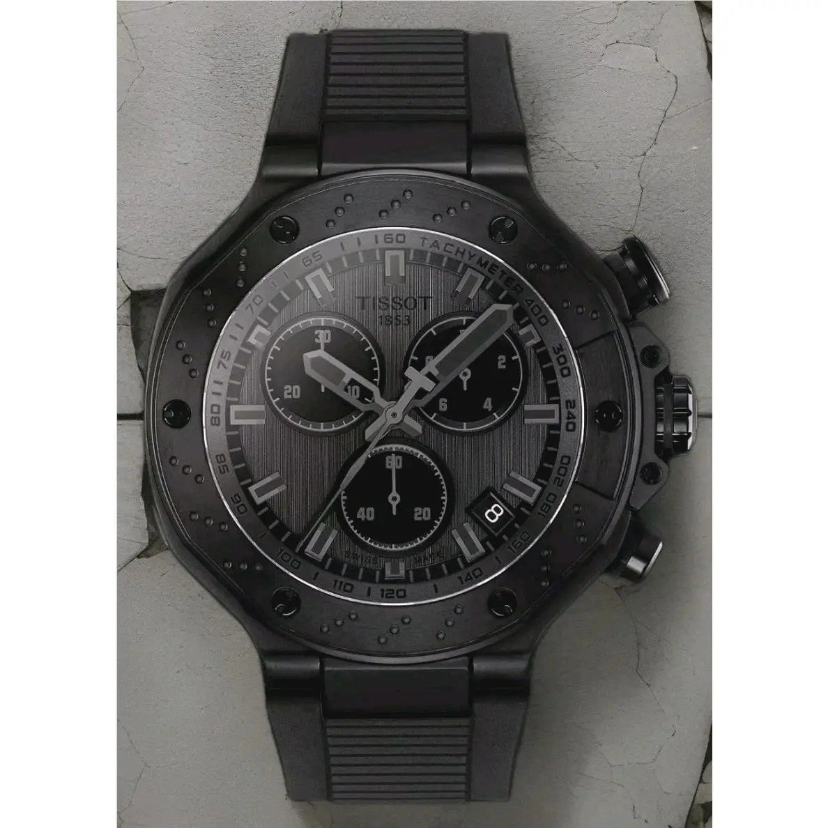 T-race 45mm Black Dial Black Silicone Band Watch T141.417.37.061.00 by Tissot