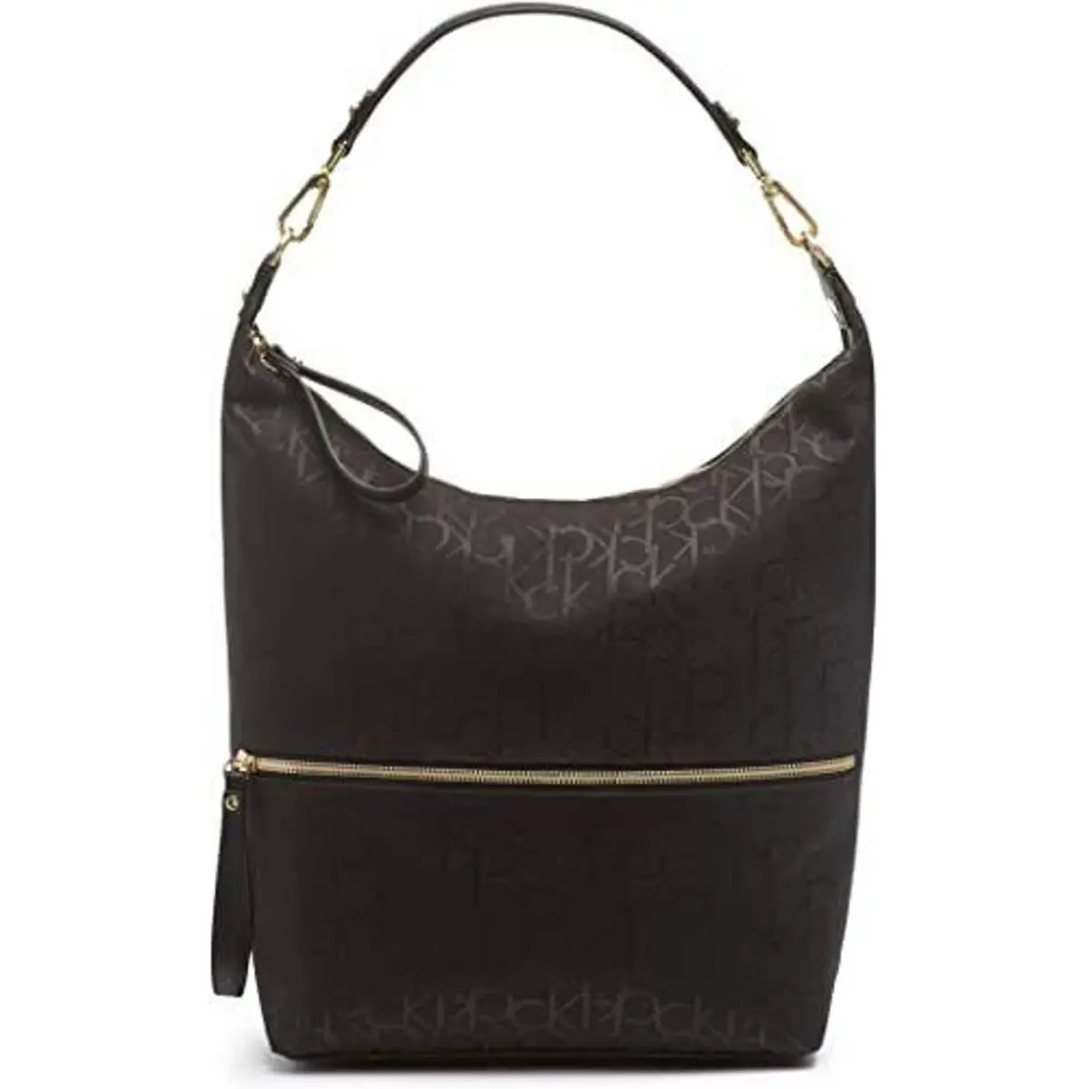 Calvin Klein Elaine Signature Jacquard Hobo Black - Exterior: Black, Lining: Black, Handle/Strap: Black