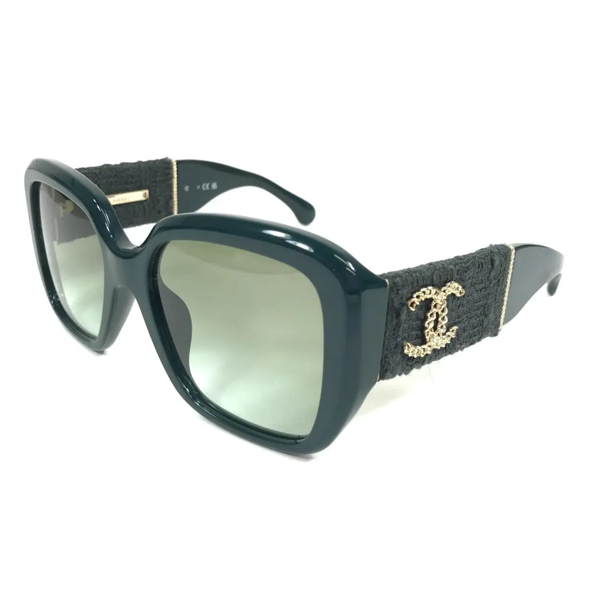 Chanel Sunglasses 5512-A c.1459/S3 Green Tweed Asian Fit Frames w/ Green Lenses