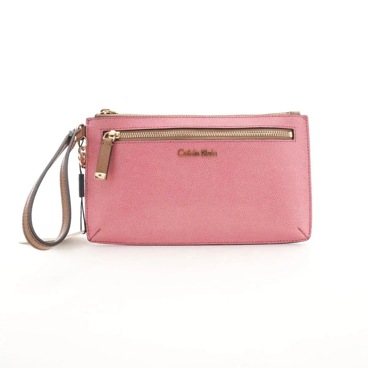 Calvin Klein Pebble Leather Wristlet / Clutch / Handbag / Purse Pink