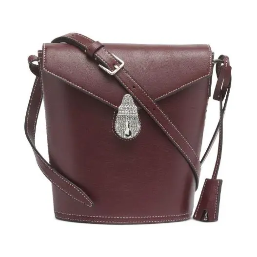 Calvin Klein Lock Leather Bucket Handbag Wine Limited Edition - Handle/Strap: Wine, Hardware: Silver, Exterior: Wine