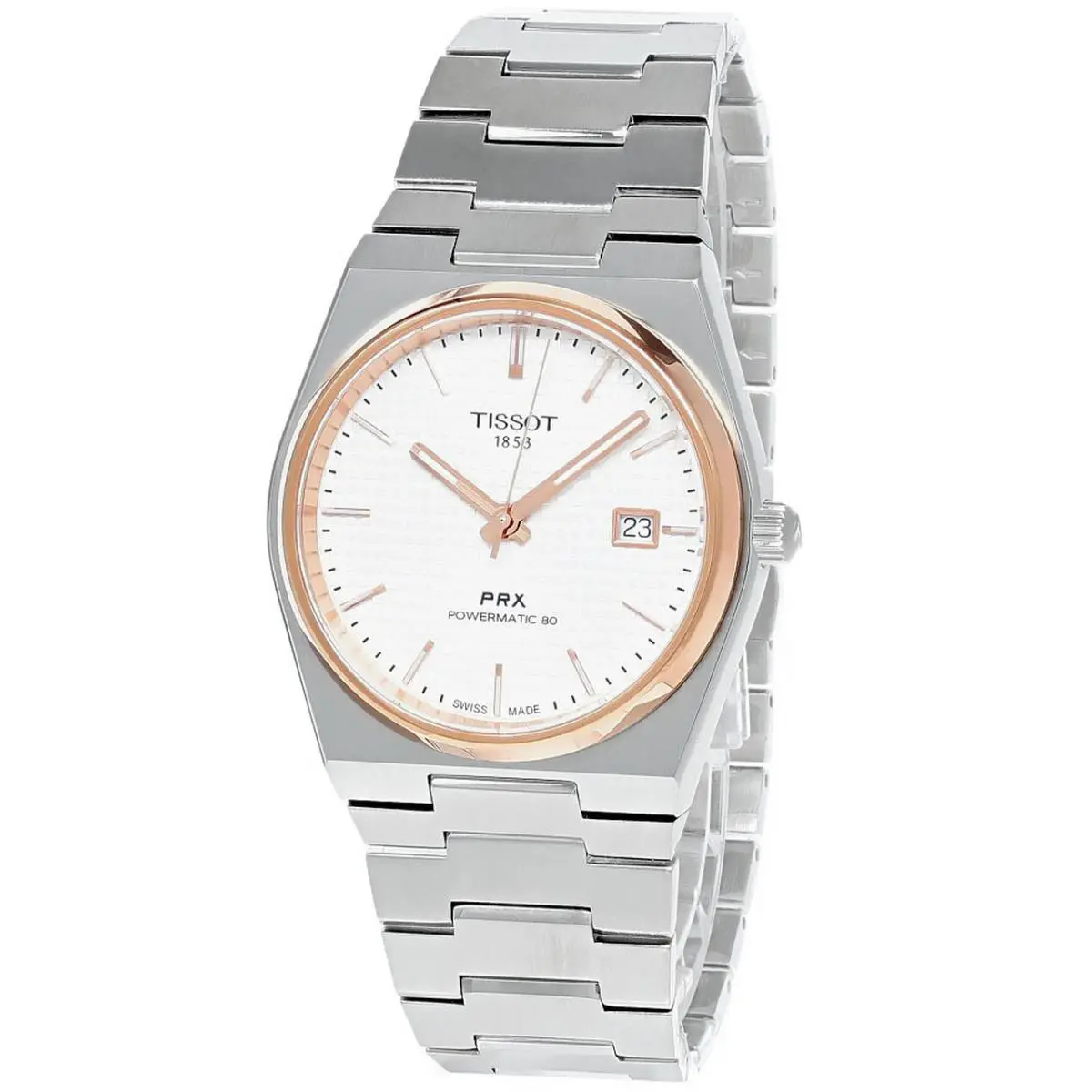 Tissot Prx Powermatic 40mm Silver Dial Rose Gold Men`s Watch T137.407.21.031.00