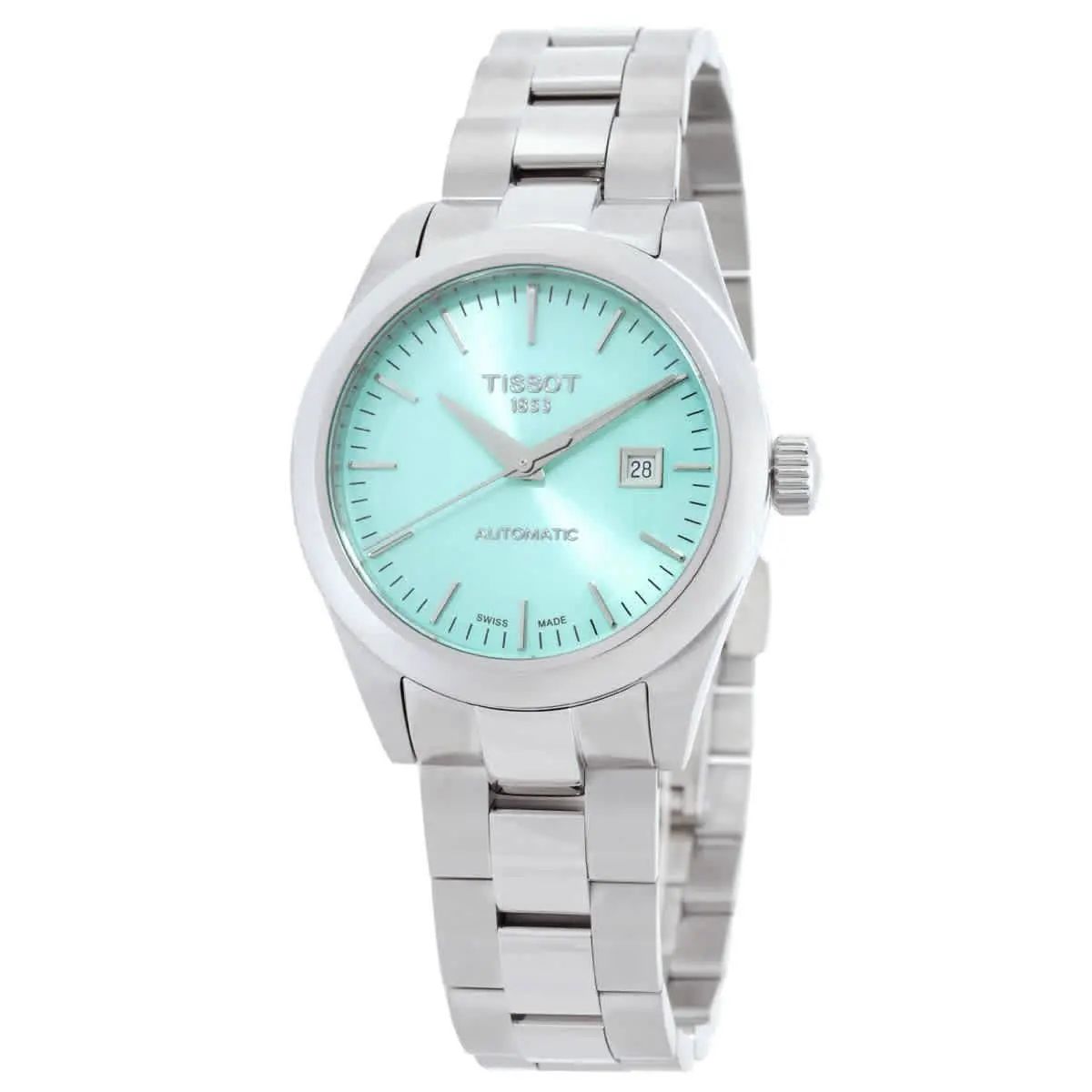 Tissot T-classic Automatic Diamond Green Dial Ladies Watch T1320071109100 - Dial: Green, Band: Silver-tone, Bezel: Silver-tone