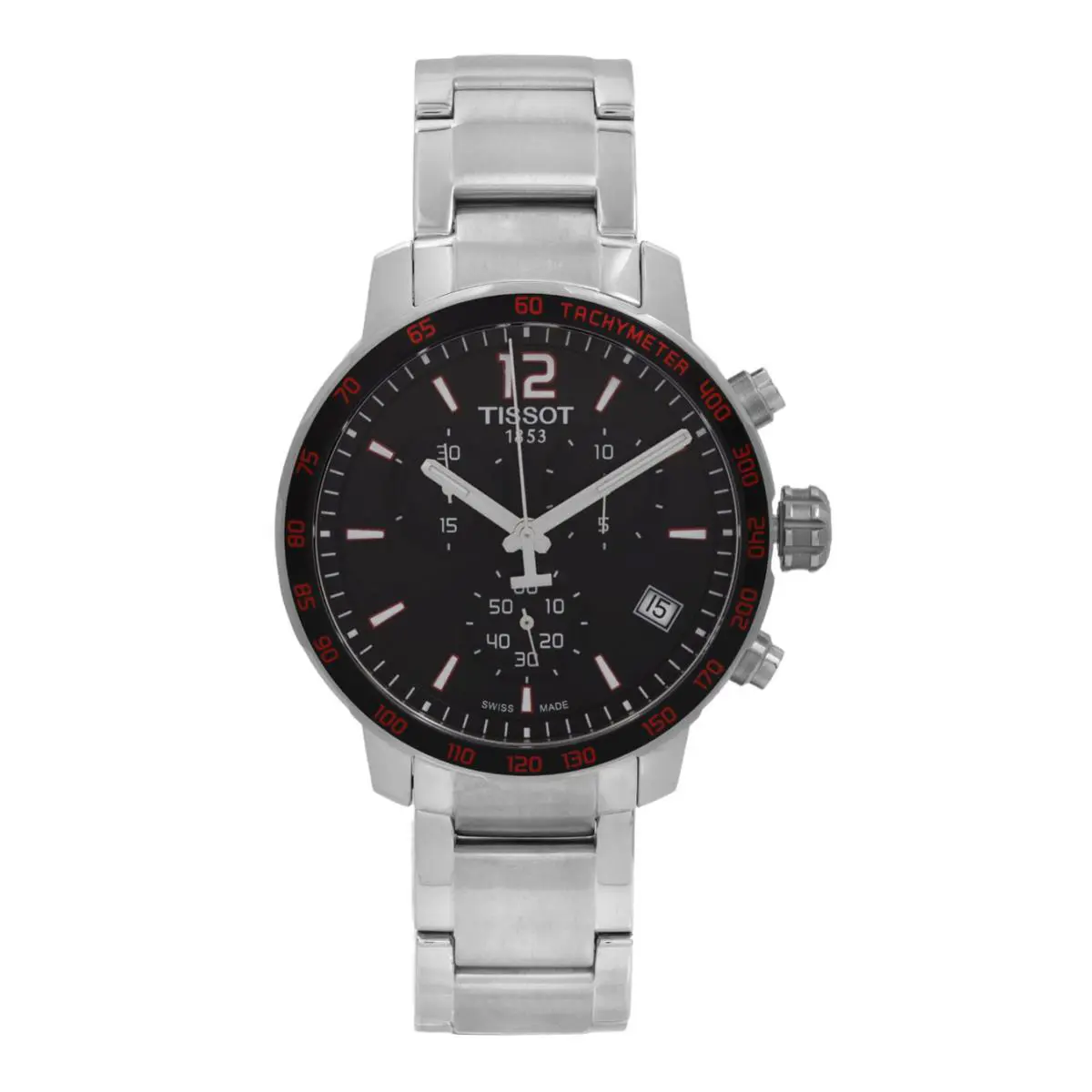 Tissot Quickster Chrono Black Dial Stainless Steel Watch T095.417.11.057.00 - Dial: Black, Band: Silver, Bezel: Black, Silver