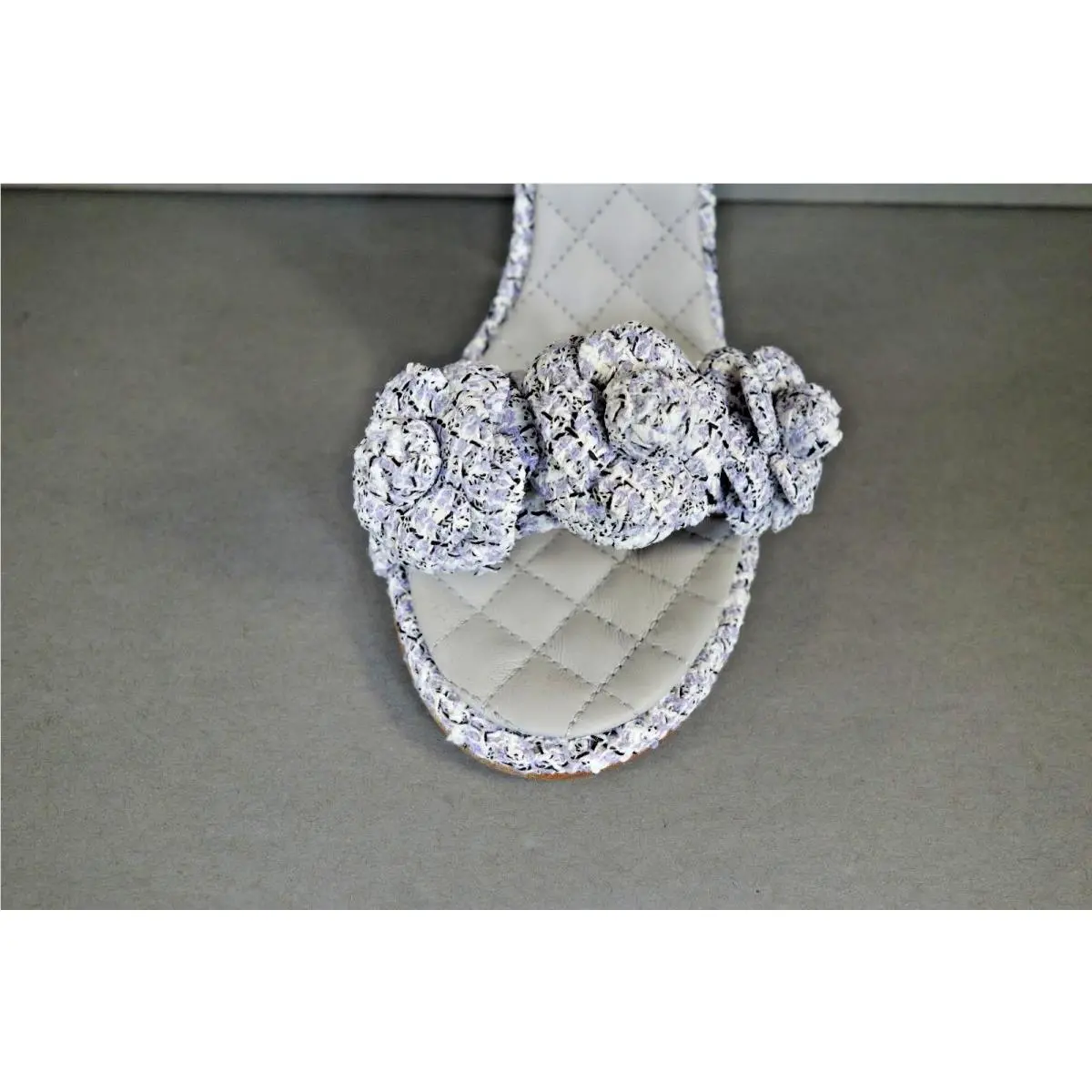 Chanel shoes - Chanel Camellia Sandals - Camellia Sandals - Purple, s: Lavender/Purple White Black (UPC: 3572641375399) 2