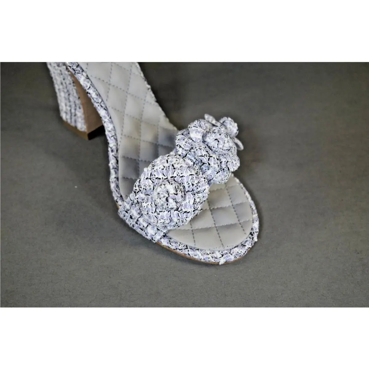 Chanel shoes - Chanel Camellia Sandals - Camellia Sandals - Purple, s: Lavender/Purple White Black (UPC: 3572641375399) 5
