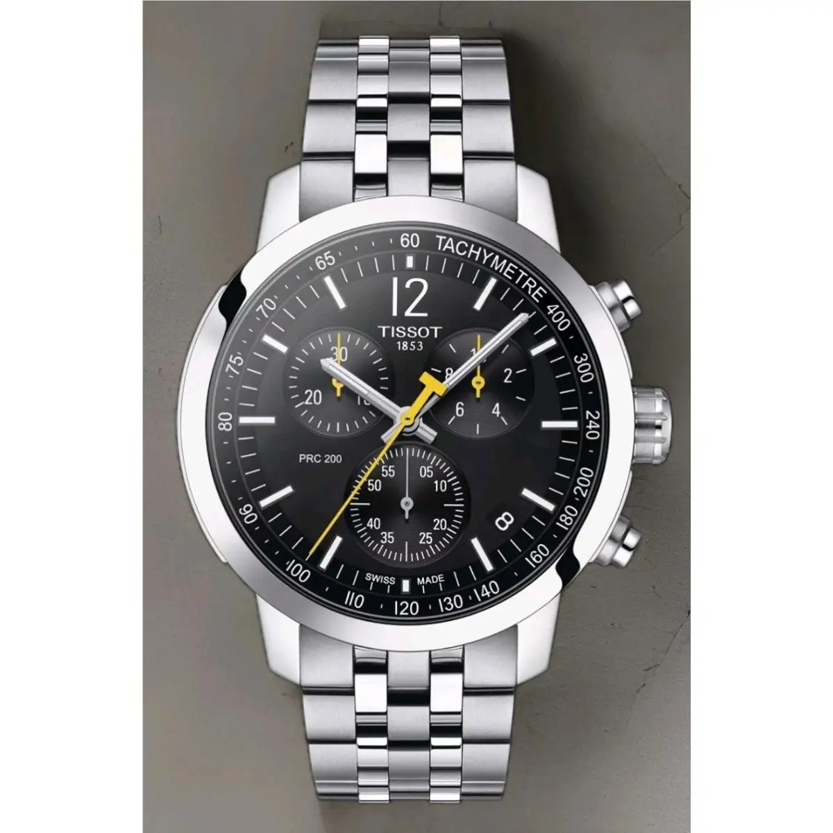 Tissot Prc 200 T114.417.11.057.00 Black Dial Stainless Steel Men`s Watch - Dial: Black, Band: Silver, Bezel: Silver