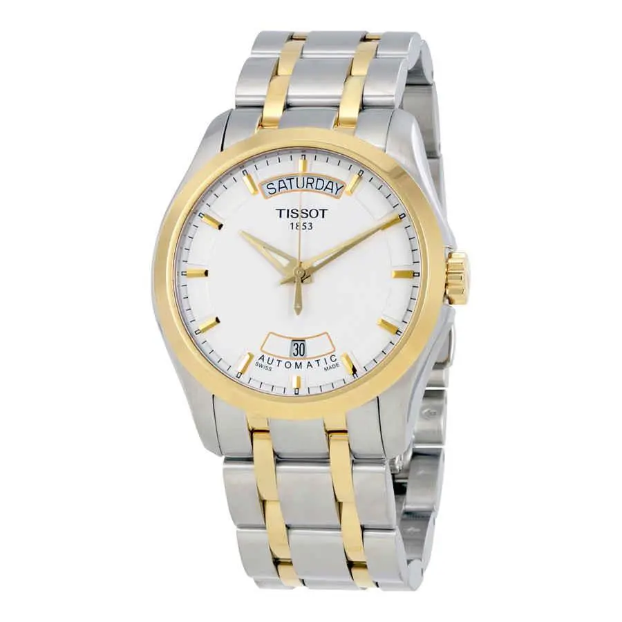 Tissot T-trend Couturier White Dial Men`s Watch T0354072201100 - Dial: White, Band: Silver, Gold, Bezel: Gold