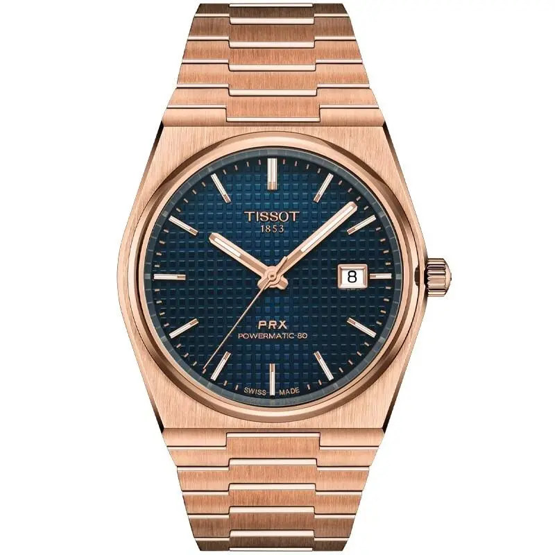 Tissot Prx Powermatic 80 Rose Gold-blue 40mm Men`s Watch T1374073304100