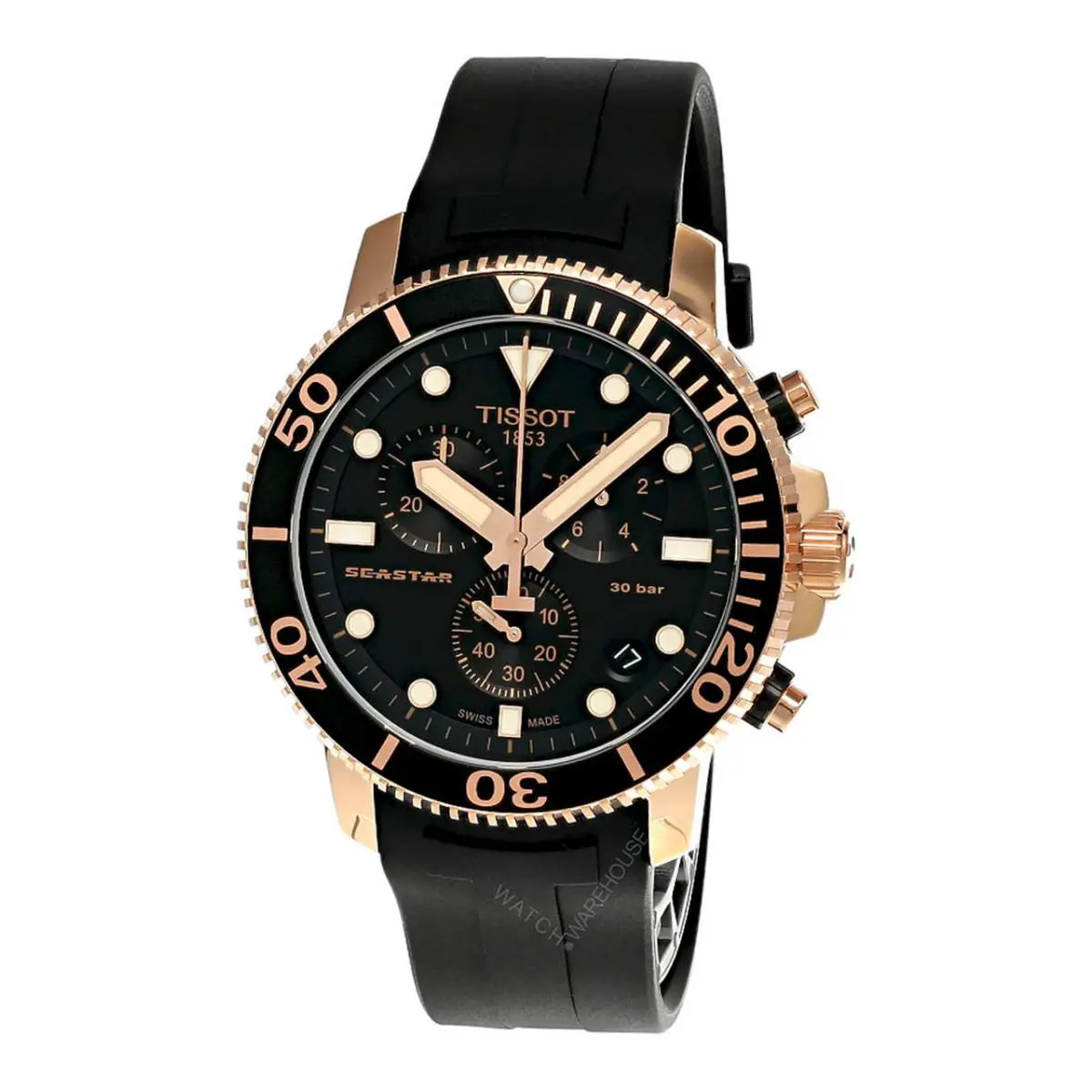 Tissot Seastar 1000 Chrono 45.5mm Black Dial Men`s Watch T120.417.37.051.00 - Dial: Black, Band: Black, Bezel: Black