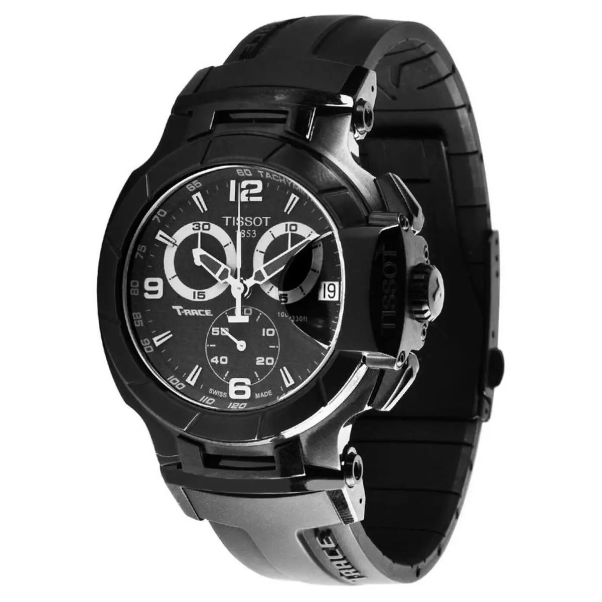 Tissot T-race Chronograph All Black Rubber Men`s Watch T04841737057 - Dial: Black, Band: Black, Bezel: Black