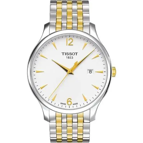 Tissot Mens Tradition Stainless Steel Dress Watch Two Tone Gold T06361022037