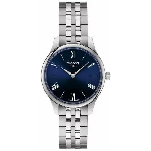 Tissot T-classic Tradition 5.5 Lady Stainless Blue Dial Watch T063.209.11.048.00 - Dial: Blue, Band: White, Bezel: Silver