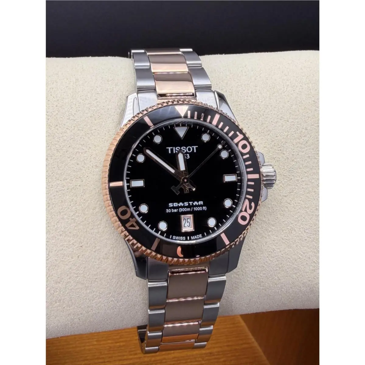 Tissot Seastar 1000 Quartz Black Dial Unisex Watch 36MM T120.210.22.051.01 - Face: Black, Dial: Black, Blue, Band: Two-Tone, Silver