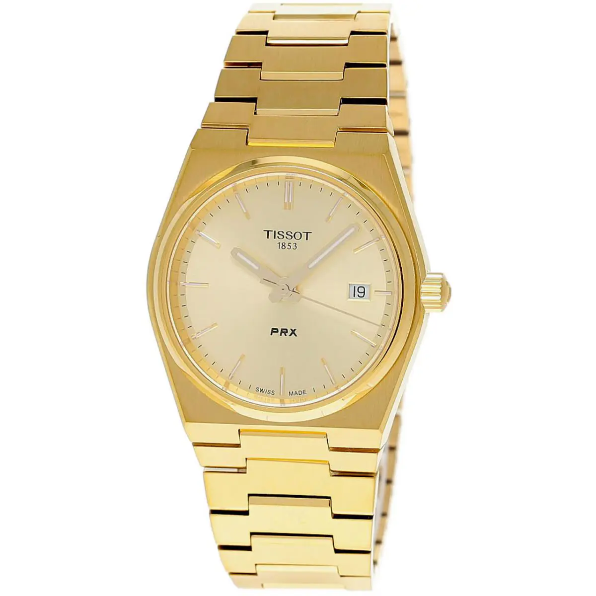 Tissot Prx 35mm Qtz S-steel Gold Dial Unisex Watch T137.210.33.021.00 - Dial: Gold, Band: Gold, Bezel: Gold