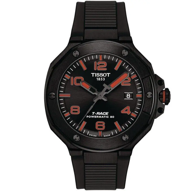 Tissot T-race Powermatic 80 41mm Black Dial Men`s Watch T141.807.37.057.00 - Dial: Black, Band: Black, Bezel: Black