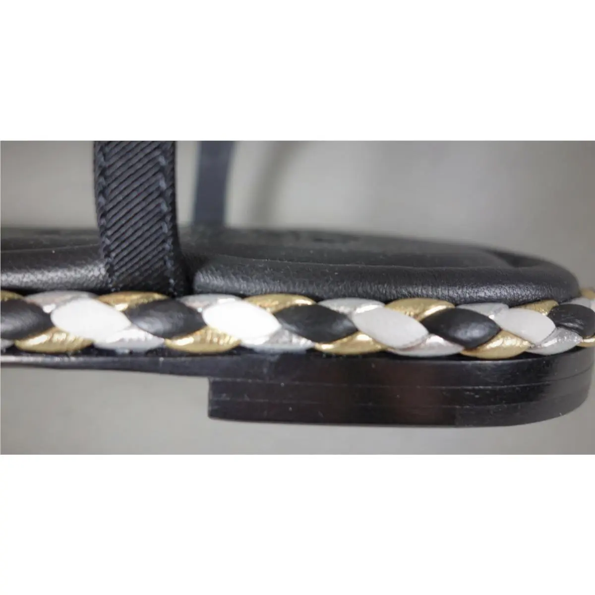 Chanel shoes - Chanel thong flat sandals - thong flat sandals - Black, s: Mostly Black with the white & Gold accents (UPC: 3572642635959) 5