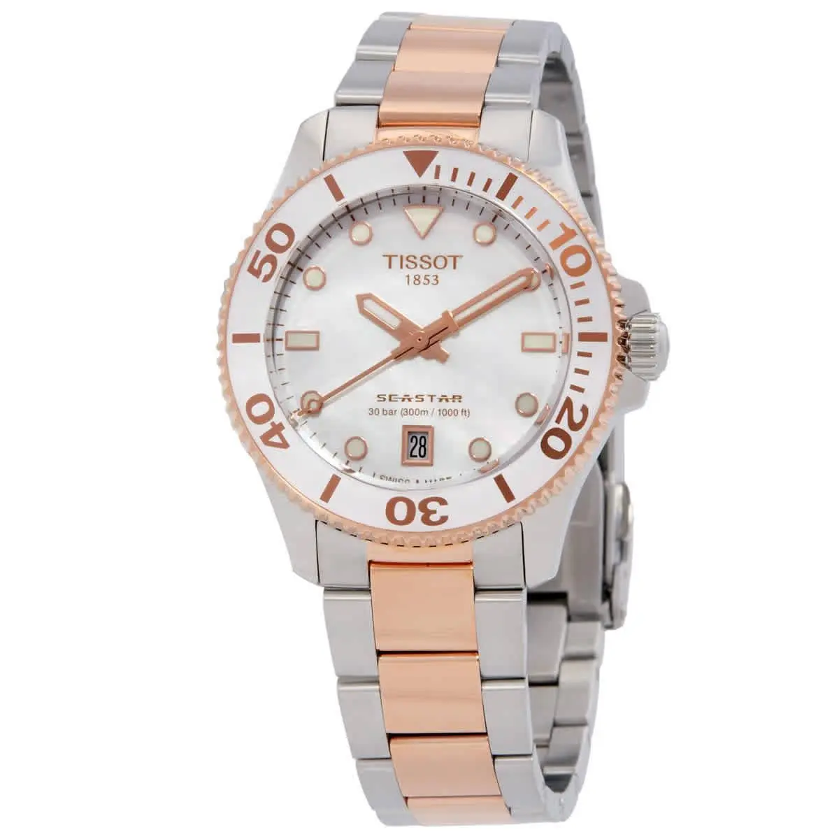 Tissot Seastar Quartz White Mop Dial Watch T1202102211100