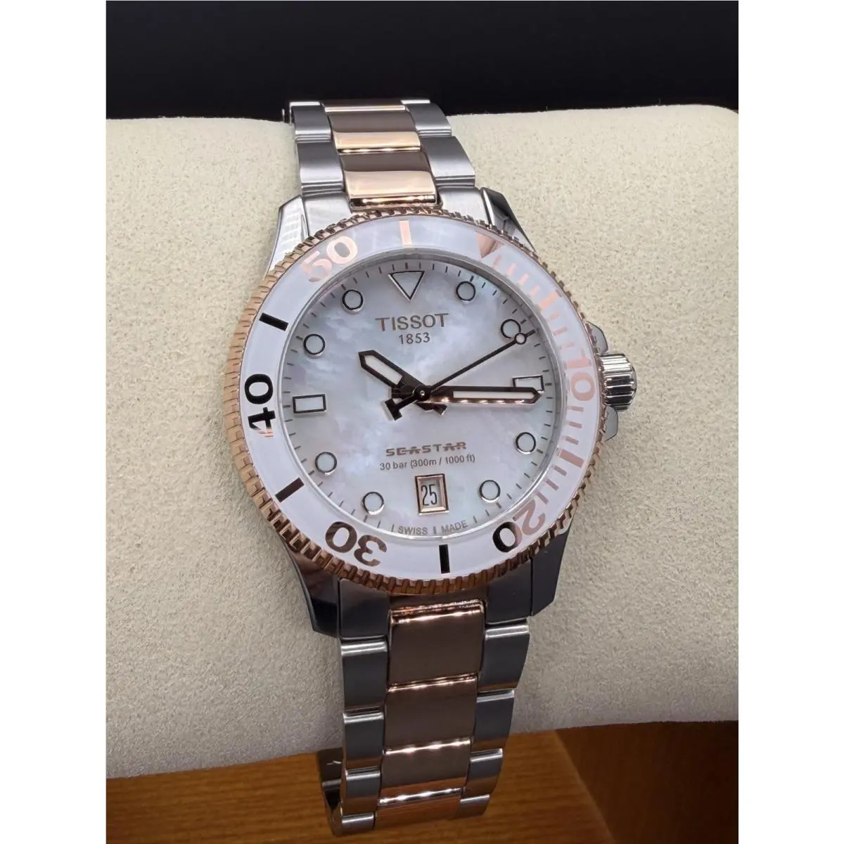 Tissot Seastar 1000 Quartz Mother-of-pearl Unisex Watch 36MM T120.210.22.111.00 - Dial: White, Band: Two-Tone, Silver
