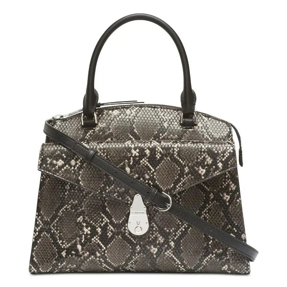 Calvin Klein Lock Candy Python Medium Statement Satchel Asphalt Nip