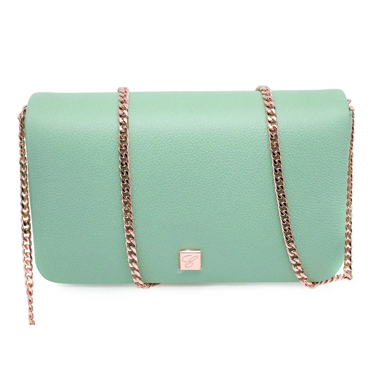 Chanel Chopard Ice Cube Mini Chain Mint Green Grained Leather Shoulder Bag 95000-1166