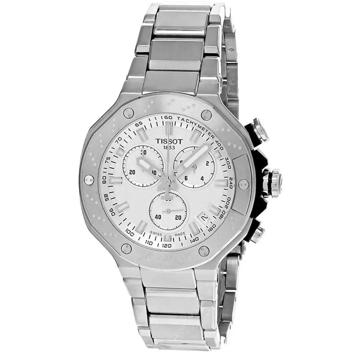 Tissot T-race Chrono 45MM Silver Dial SS Men`s Watch T141.417.11.031.00 - Dial: Silver, Band: Gray, Bezel: Silver
