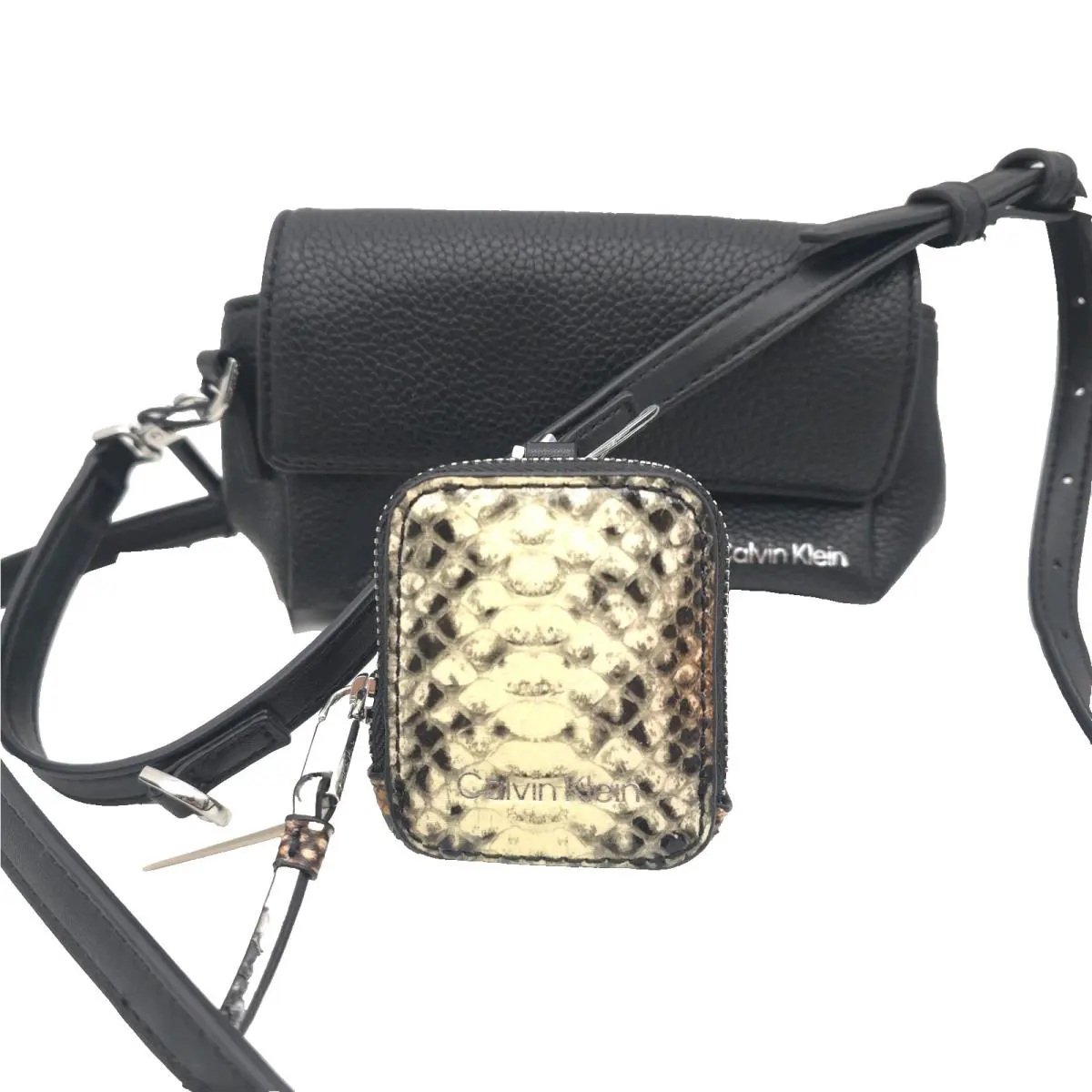 Calvin Klein Argo Small Crossbody with Square Earbud Case Black/animal Print