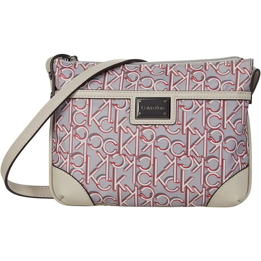 Calvin Klein Women`s Nylon Lightweight CK Logo Crossbody Purse Handbag Bag