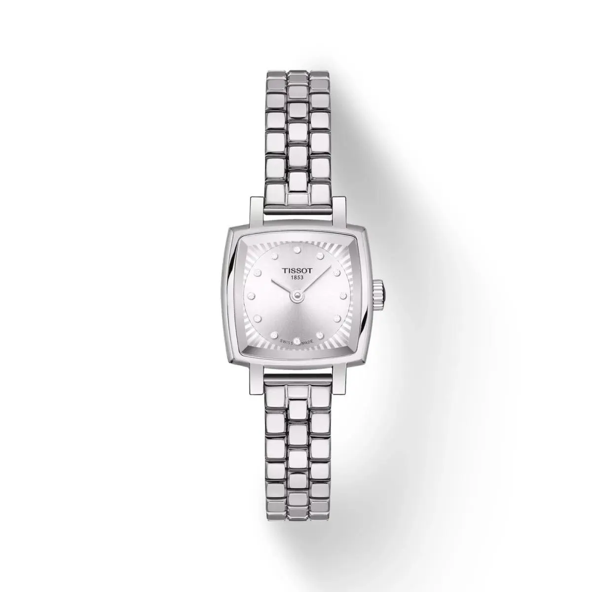 Tissot Lovely Square Diamond Accented Dial Women`s Watch T0581091103601 - Dial: Silver, Band: Silver, Bezel: Silver