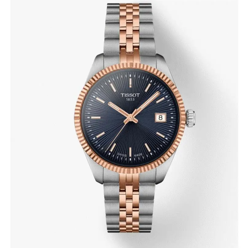 Tissot Ballade 34mm Classic Quartz Blue Dial Women`s Watch T1562102204100 - Dial: Blue, Band: Rose Gold