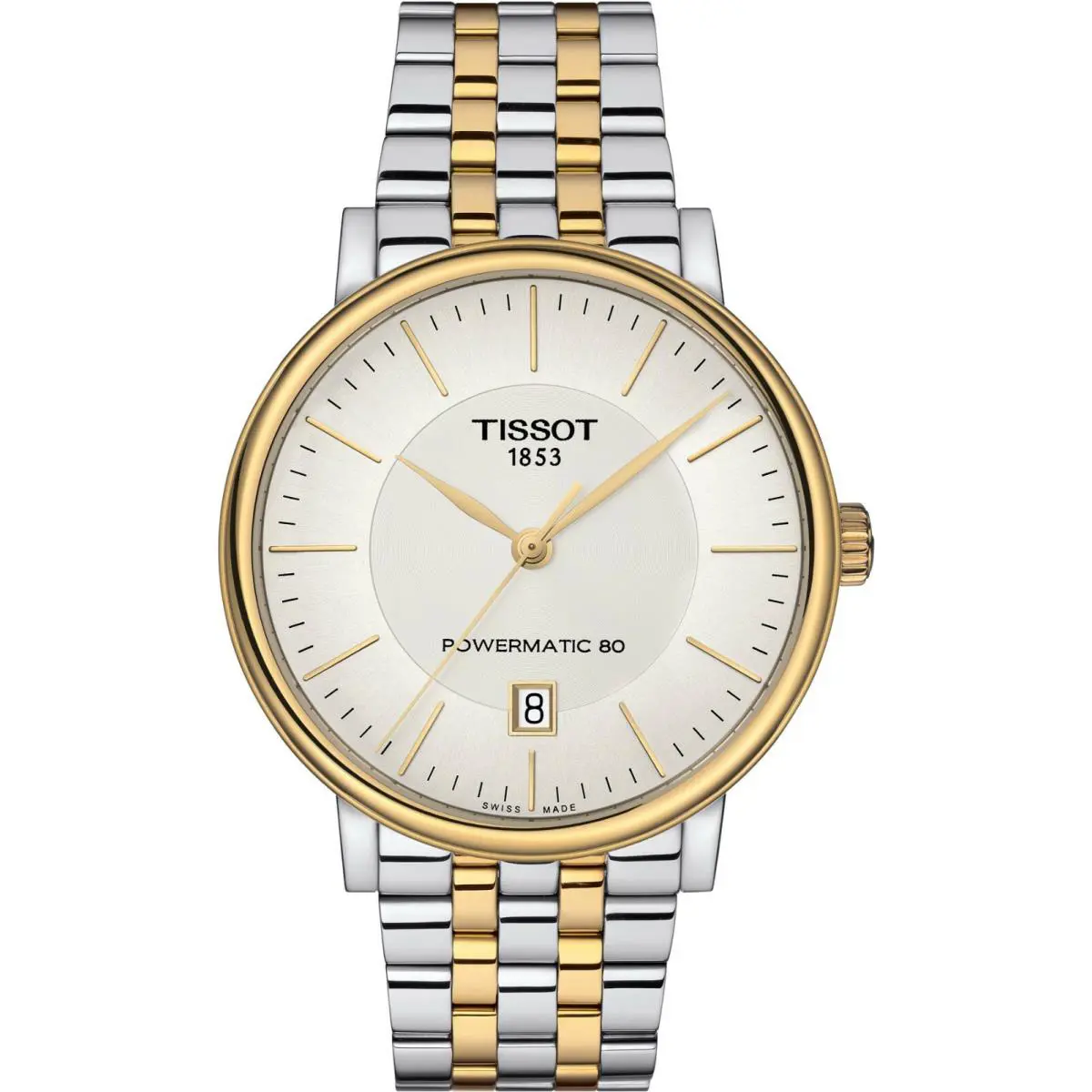 Tissot Carson Powermatic 80 Two-tone Bracelet Men`s Watch T1224072203100 - Dial: Silver, Band: Two-Tone