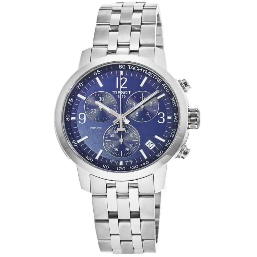 Tissot Prc 200 Chronograph Quartz Blue Dial Men`s Watch T114.417.11.047.00 - Dial: Blue, Band: Silver, Bezel: Silver