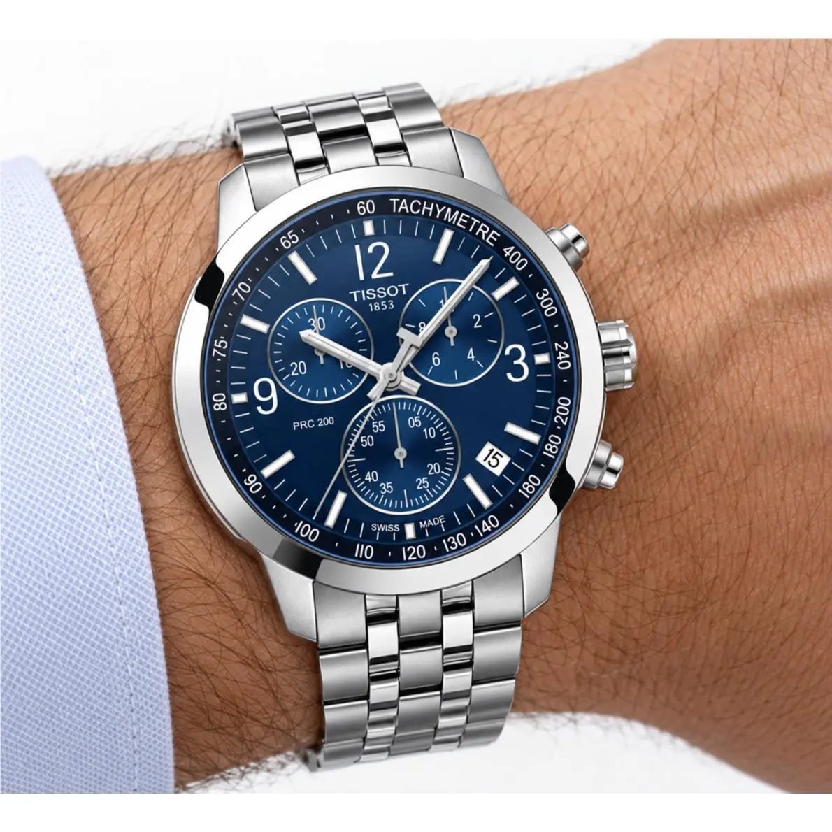 Tissot Prc 200 T114.417.11.047.00 Chronograph Blue Dial 43m Men`s Quartz Watch