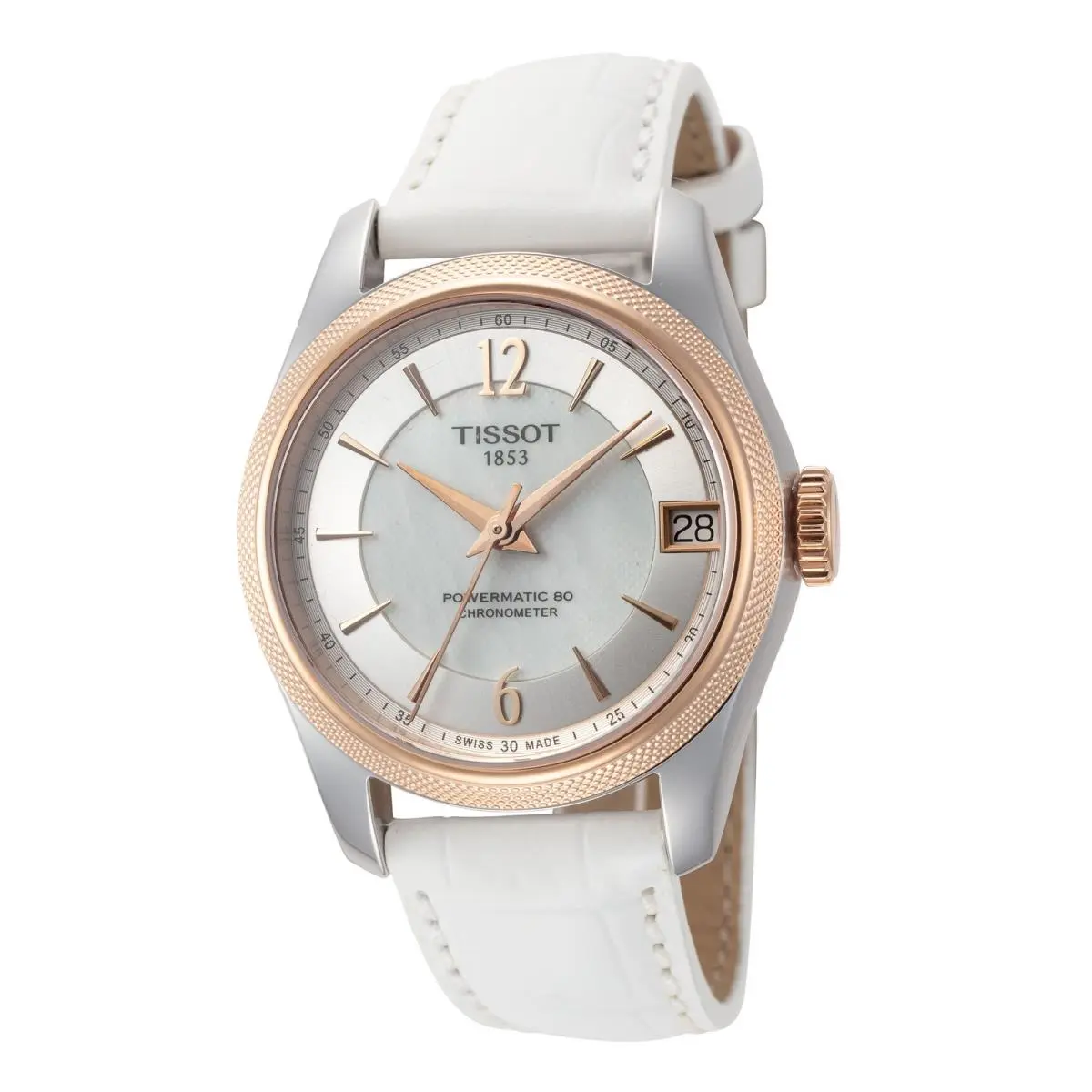 Tissot Women`s T108.208.26.117.00 T-classic Ballade 30mm Automatic Watch - Dial: White, Band: White, Other Dial: Mother-of-Pearl