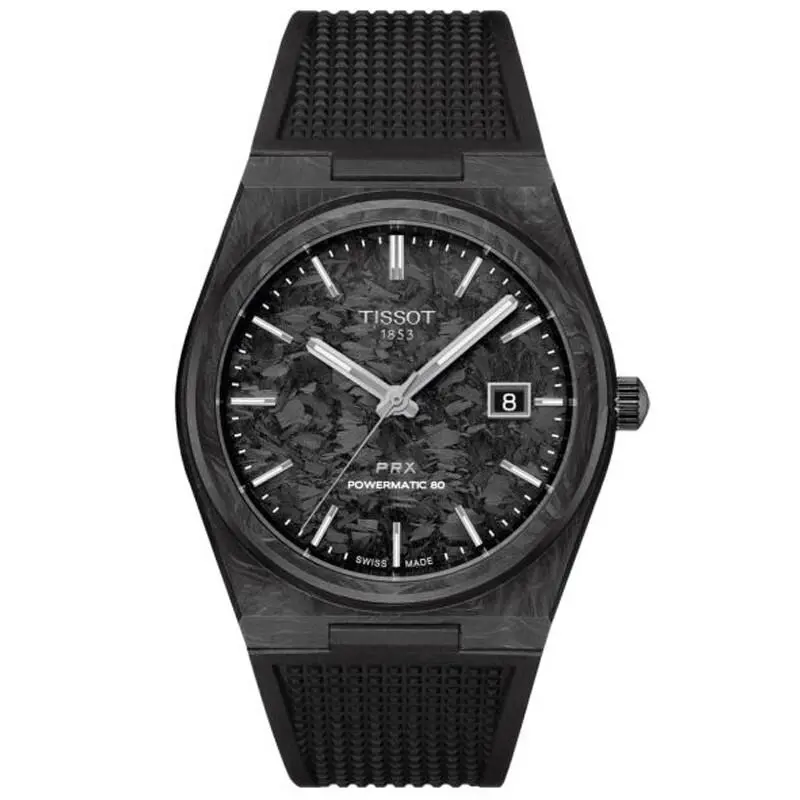 Tissot Prx Powermatic 80 Black Carbon 40MM Men`s Watch T137.907.97.201.00