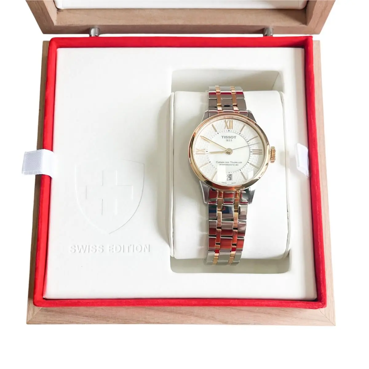 Tissot Womens Chemin Powermatic 80 Stainless Steel Case Rose Gold T0992072211801 - Band: Gold