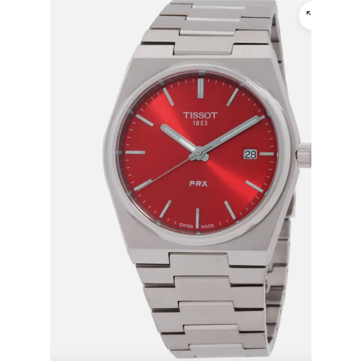 Tissot Prx T137.410.11.421.00 Swiss Quartz Date Watch Red Dial Box Papers - Dial: Red, Band: Silver, Bezel: Silver