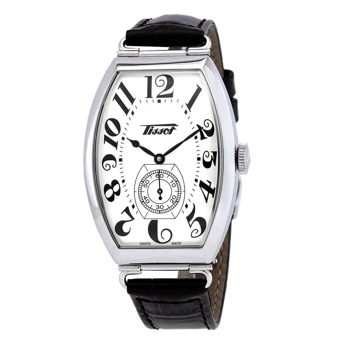 Tissot Heritage Porto Hand Wind Silver Dial Ladies Watch T128.505.16.012.00 - Dial: Silver, Band: Black, Bezel: Silver