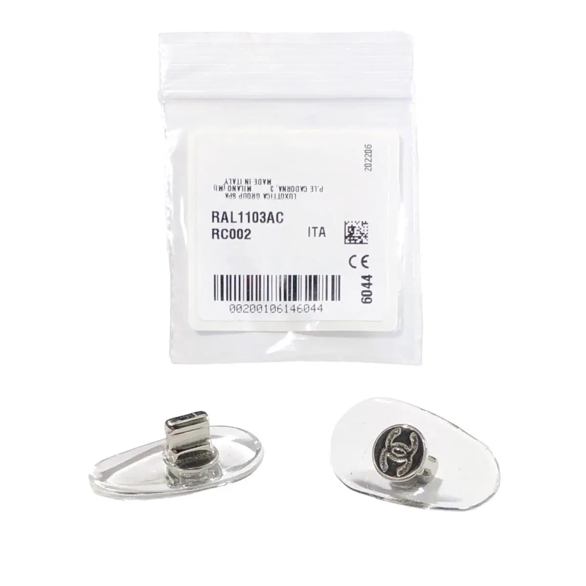 Chanel Nose Pads Fits Sunglasses Eyeglasses Clear/ Silver Push IN Type