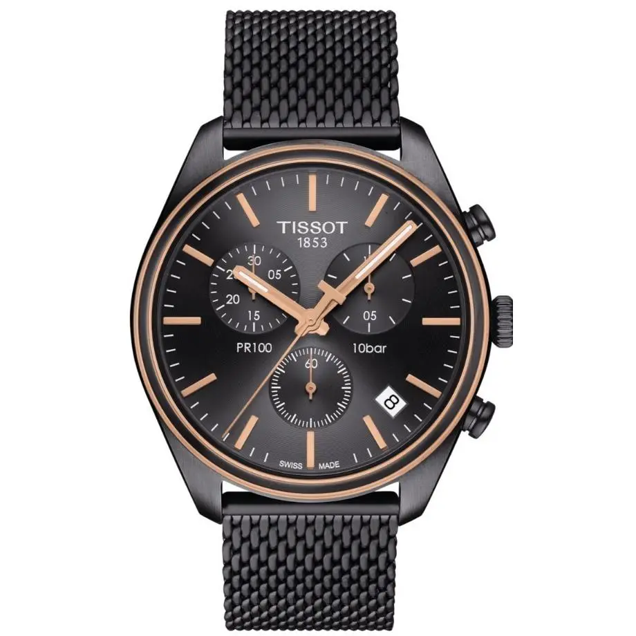 Tissot Pr 100 Chronograph Anthracite Dial Round Men`s Watch T1014172306100 - Dial: Anthracite, Band: Grey, Bezel: Anthracite