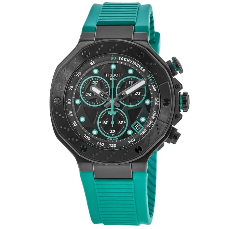 Tissot T-race Chronograph Black Dial Green Men`s Watch T141.417.37.051.01