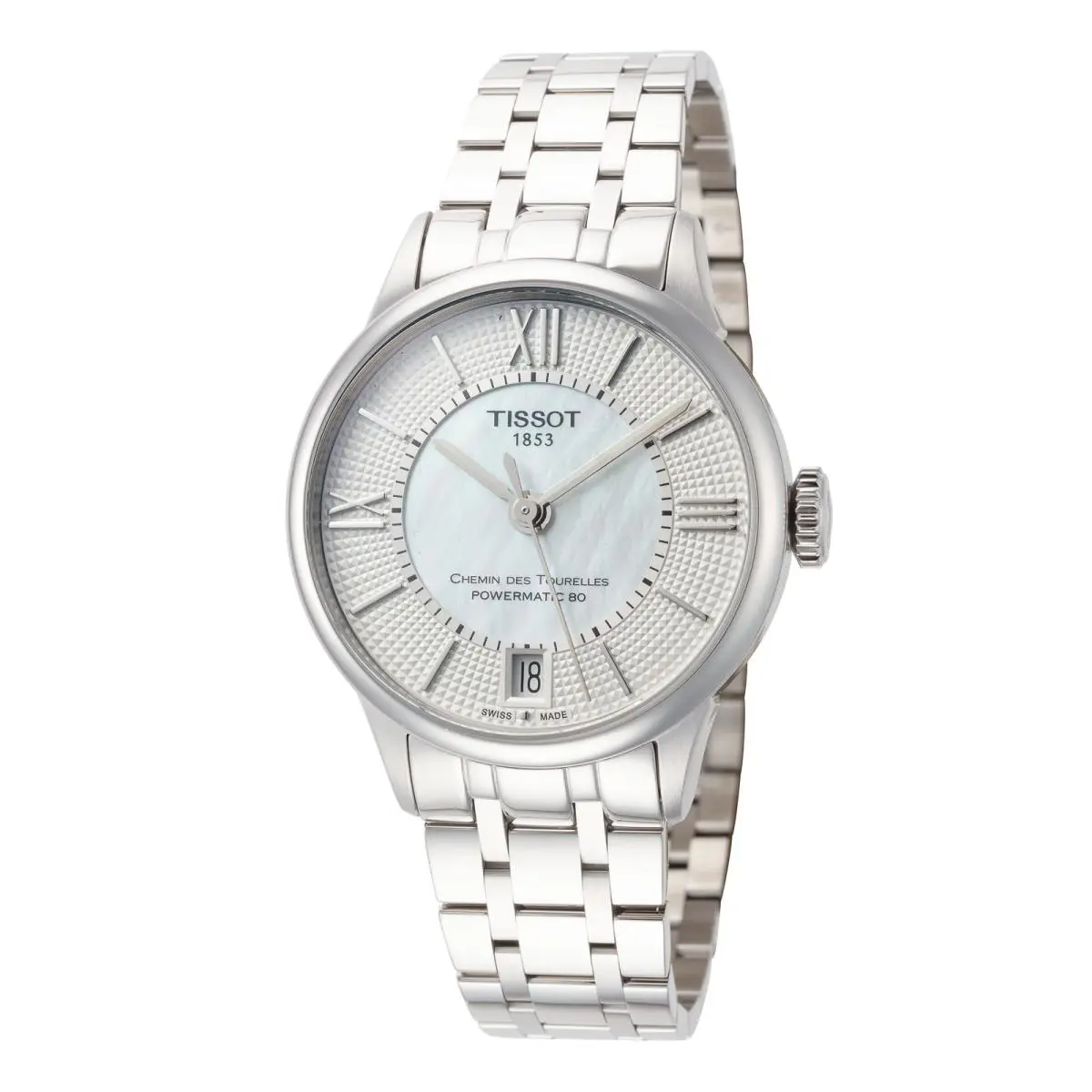 Tissot Women`s T-classic 32mm Automatic Watch T0992071111800 - Dial: White, Band: Gray, Other Dial: Silver