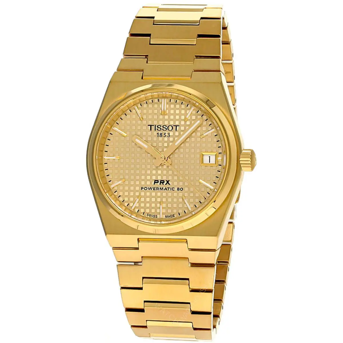 Tissot Prx Powermatic 80 Champagne Dial Men`s Watch T1374073302100 - Dial: Champagne, Band: Gold