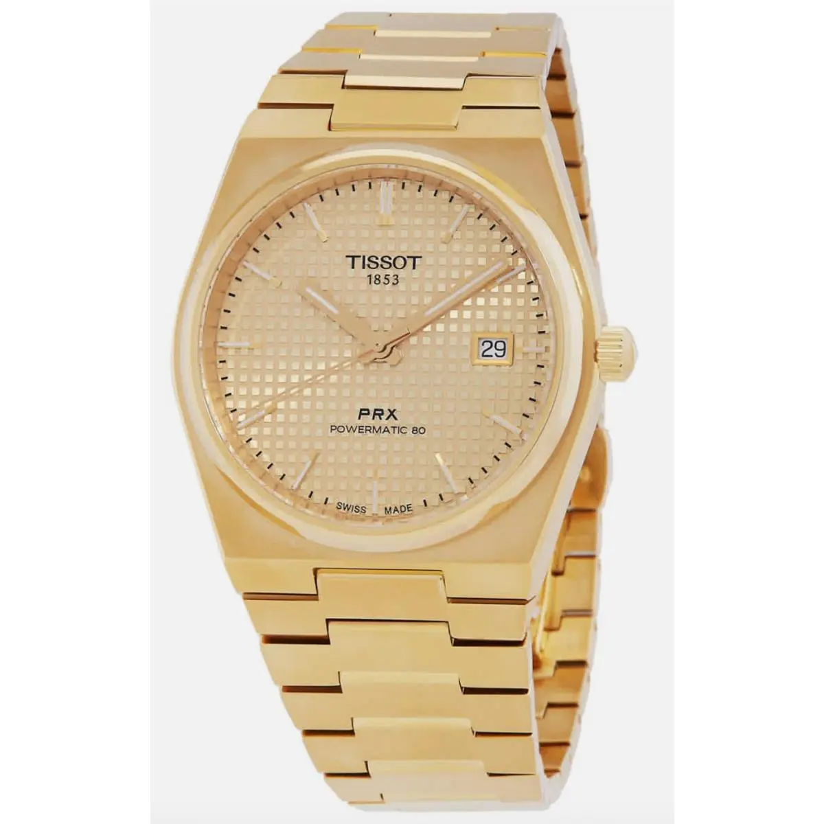 Tissot Prx Powermatic 80 Men`s 40mm Gold Watch T137.407.33.021.00 - Dial: Gold, Band: Gold