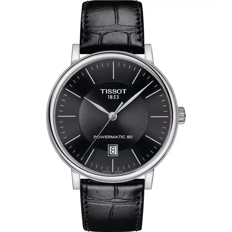 Tissot Carson Automatic Black Dial Leather Men`s Watch T1224071605100