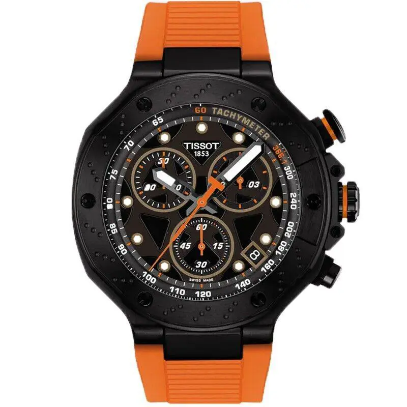Tissot T-race Chronograph Quartz Black Dial Orange Strap T1414173705102