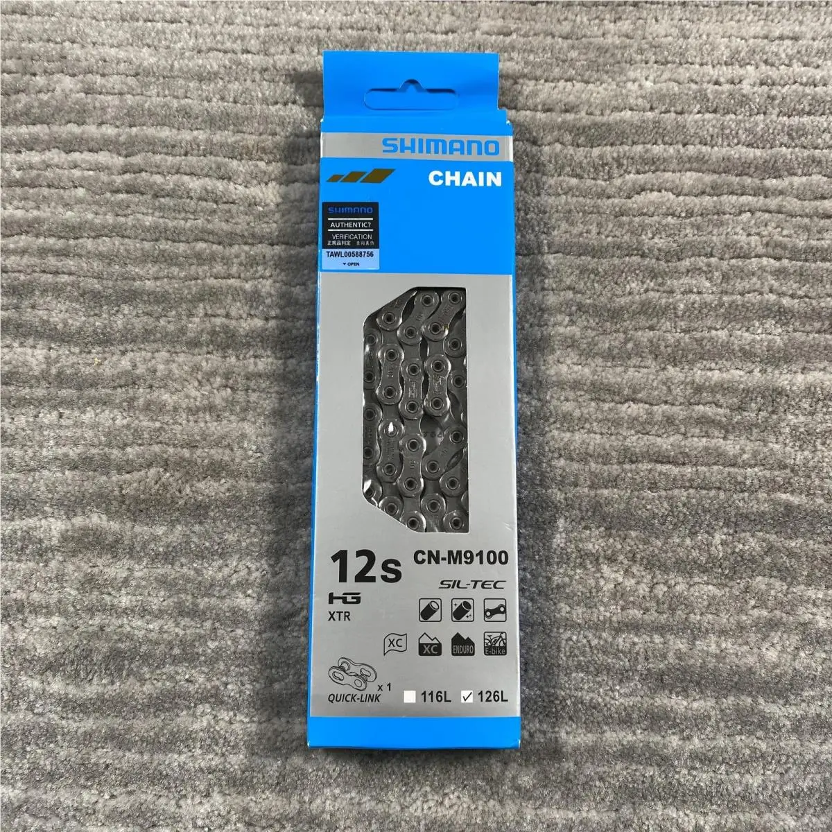 Shimano Xtr CN-M9100 12s Chain 126L Silver Sil-tec Quick-link Mtb E-bike